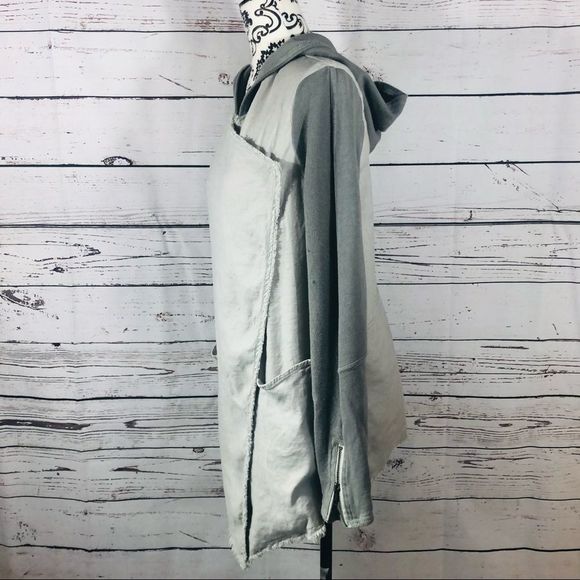 Free People Linen Cotton Drippy Asymmetrical Jacket Grey XS - Picture 12 of 14